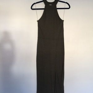 Dark olive green midi dress
